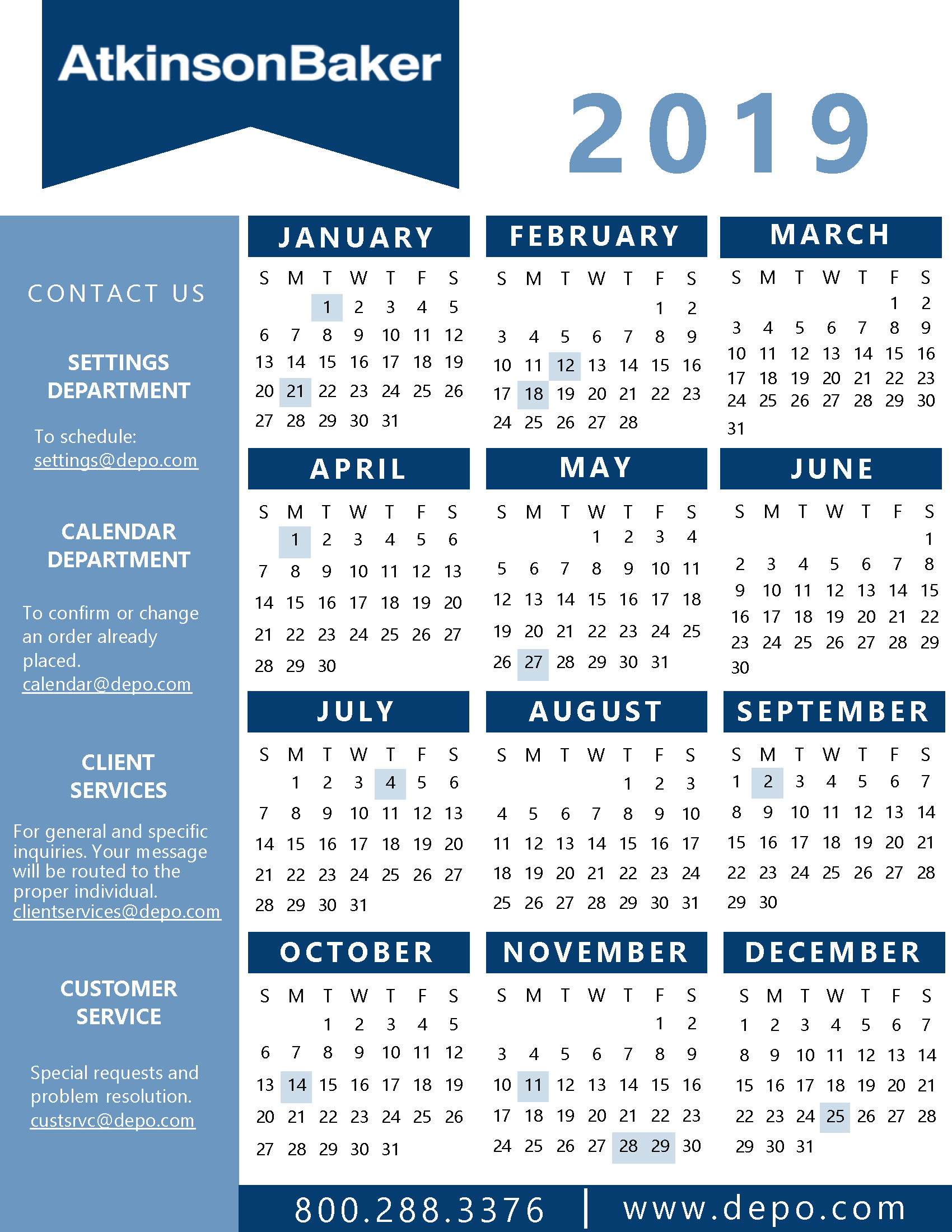 Atkinson-Baker | Calendar and State Holidays