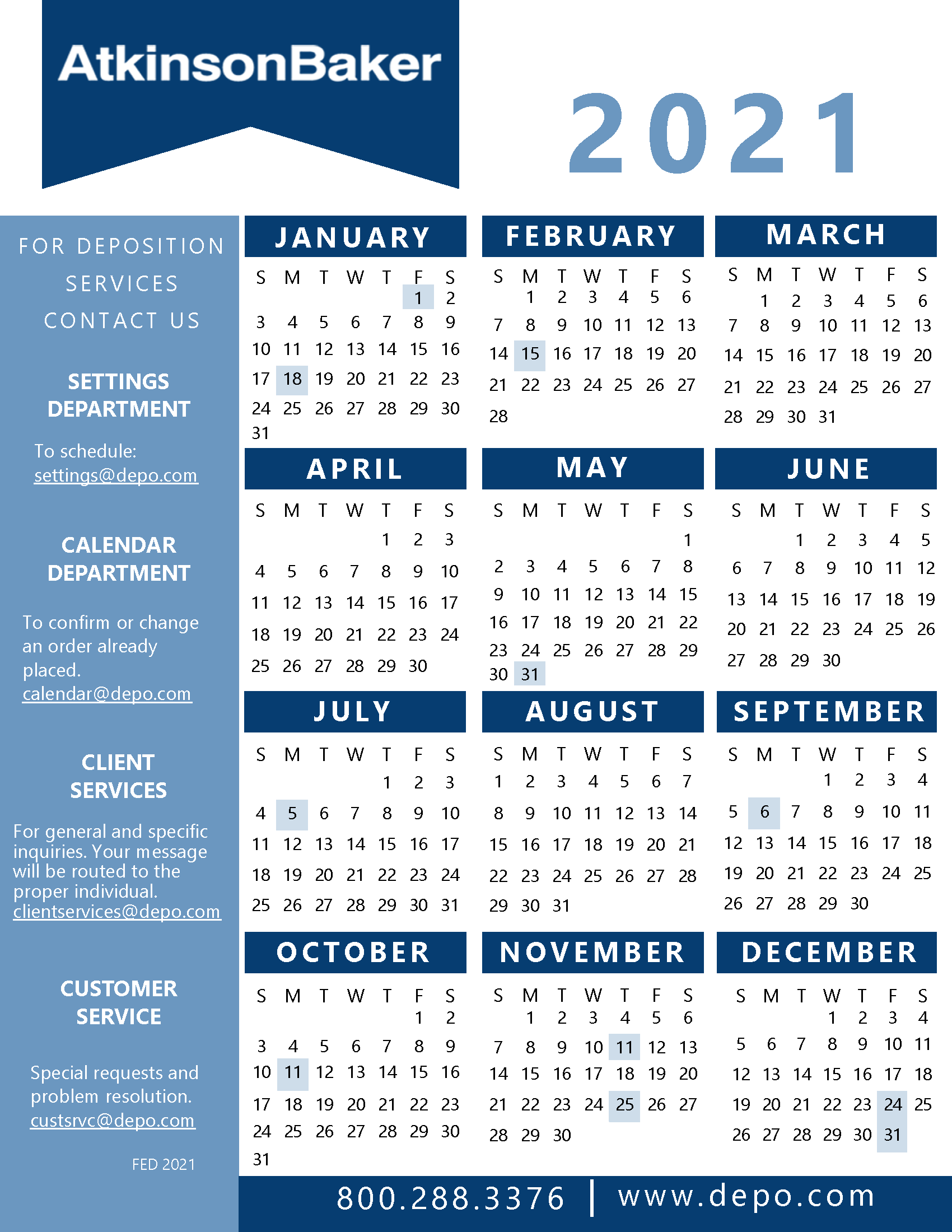 Atkinson-Baker | Calendar And State Holidays